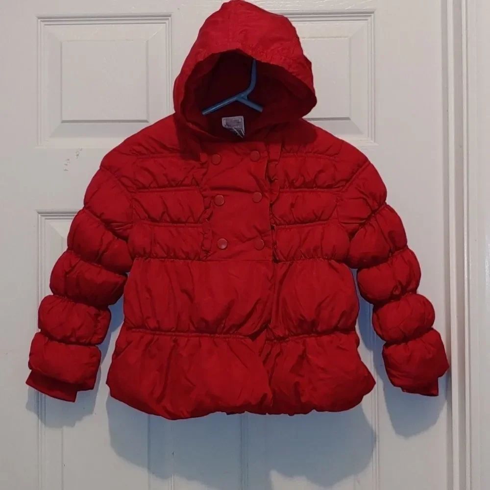 Gymboree hooded red puffer coat Sz S (5-6)